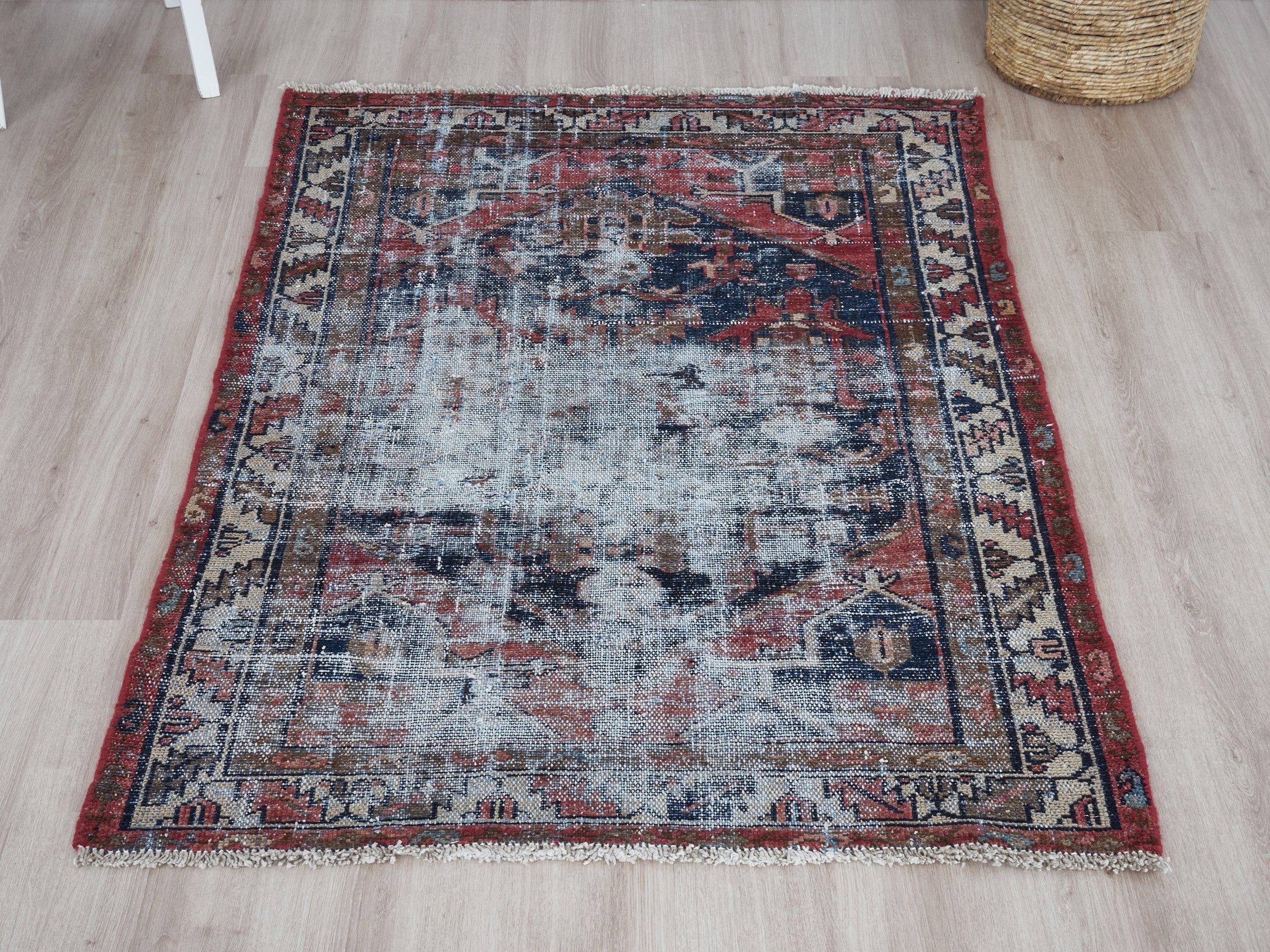 Turkish Rug, Area Carpet, Vintage Rug, Home Decor Carpet, 48x93 inches Red Rug, Outdoor shops Rug, Floor Rug, Wool Bedroom Rug, 12441